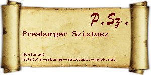 Presburger Szixtusz névjegykártya